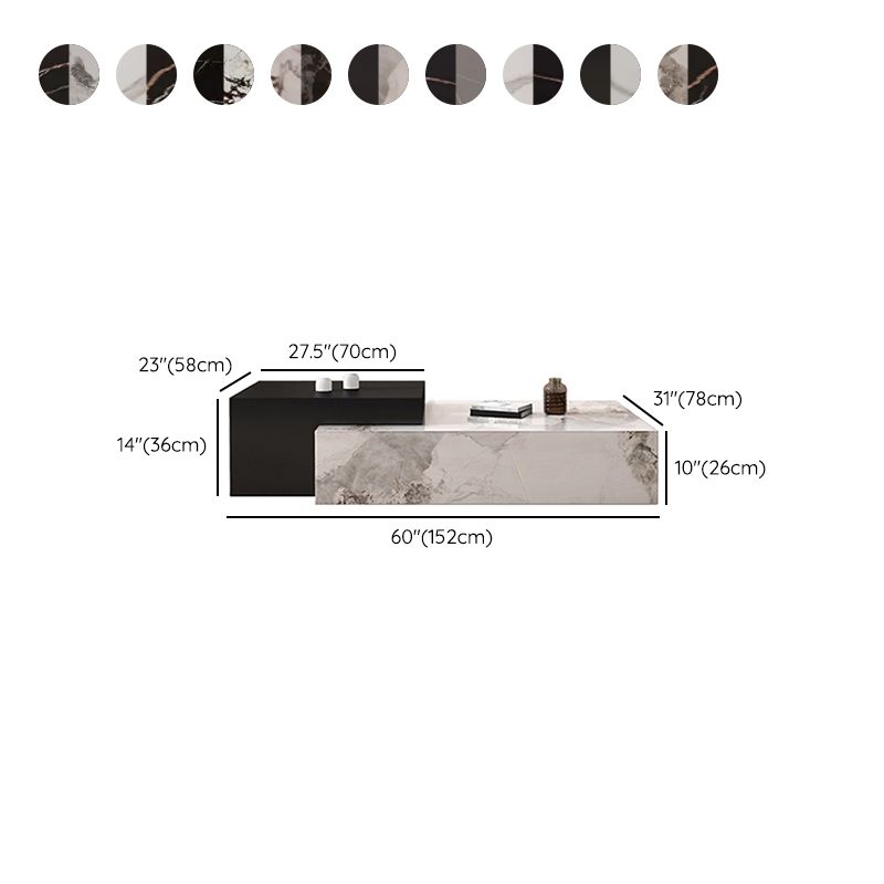 Block Nesting Coffee Table Set Contemporary Rectangle Slate Top