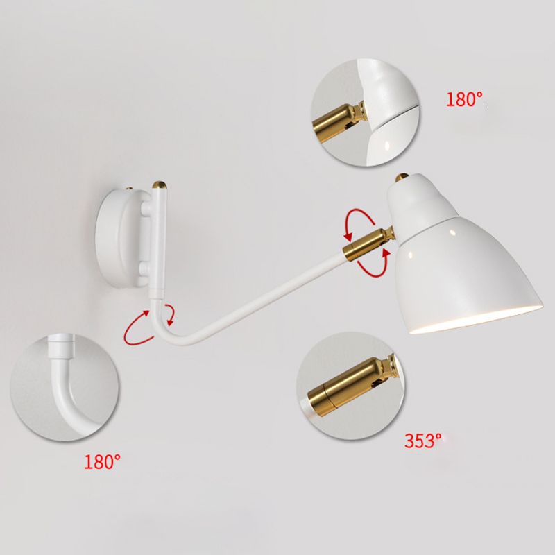 Black / White / Gold 1 - Light Wall Light Adjustable Metal Wall Armed Sconce