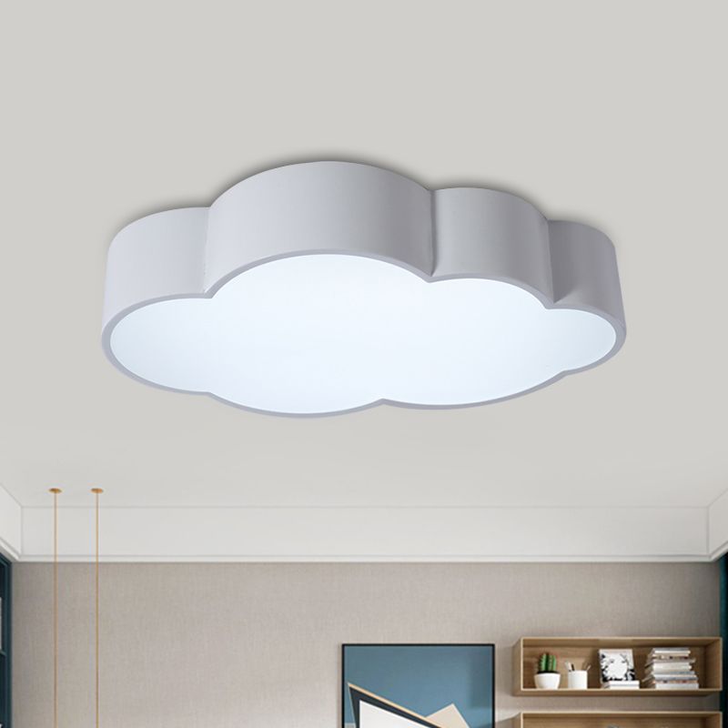White/Red/Yellow Cloud Flush Ceiling Light Kids Acrylic Flush Mount Recessed Lighting for Kindergarten