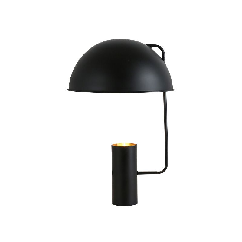 Lámpara de mesa de noche Hemisphere, luz de libro de lectura de 1 bombilla de metal contemporáneo en negro
