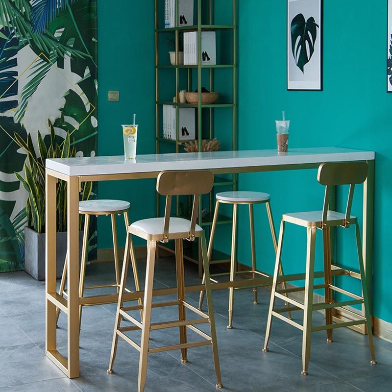 Glam Style Bar Table Gold Pedestal Pub Table for Living Room