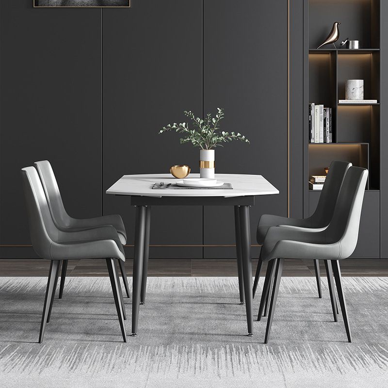 Uitschuifbare ronde tafel van gesinterd stenen blad voor restaurant Moderne eettafel met 4 poten
