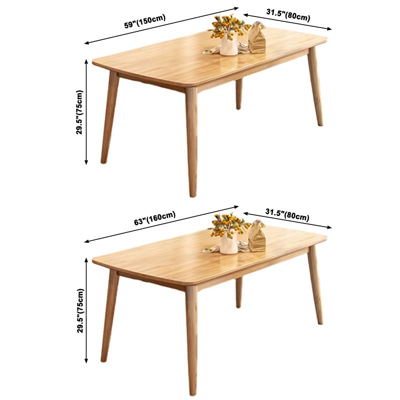 Rectangular Modern Solid Wood Dining Table Natural Finish Dining Furniture with Four-leg