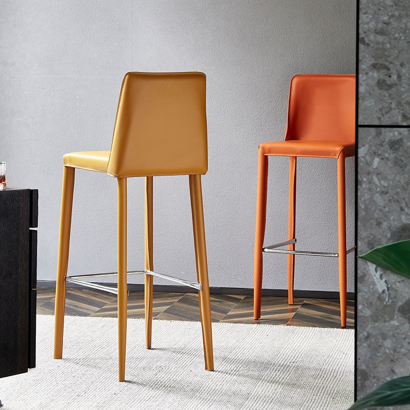 Modern Leather Bar Stool Low Back Counter Stool for Living Room