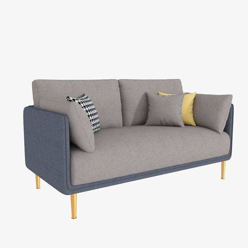 Glam Cushions Pillow Top Arm Faux Leather Stationary Sofa for Living Room
