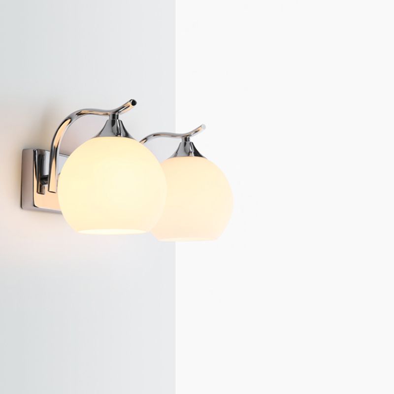 Modern Style Wall Mount Lamp Spherical with Glass Shade for Bedroom