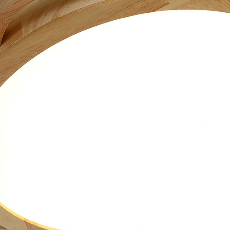 Wood Modern Ceiling Light LED Geometric Shape Flush Mount with Acrylic Shade for Bedroom