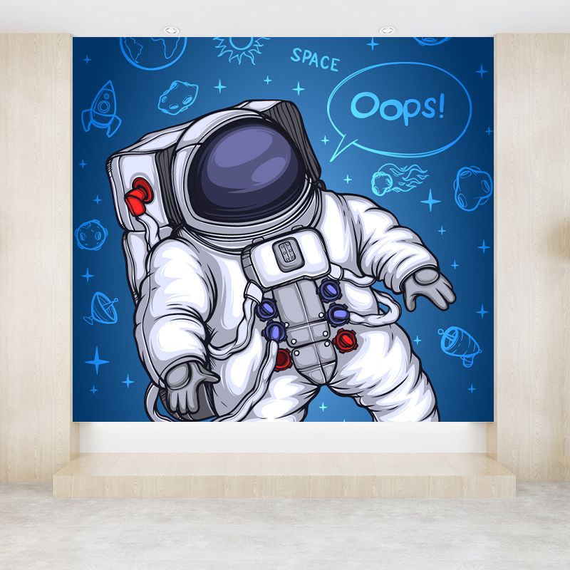 Kids Astronaut Wallpaper Mural Dark Color Boys Bedroom Wall Art, Made to Measure