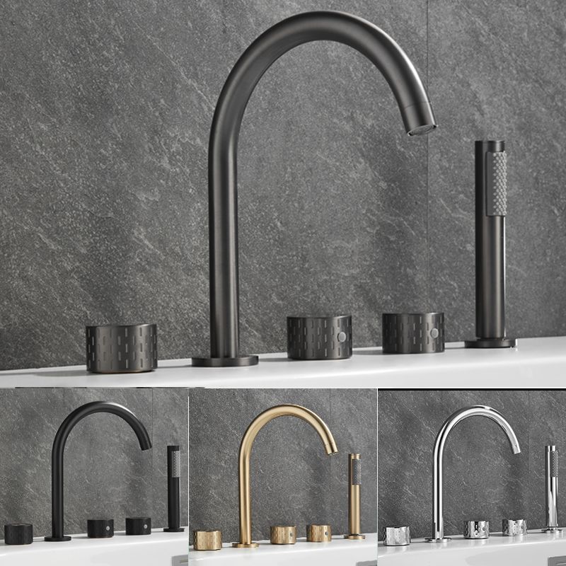 Traditional Deck Mounted Metal Tub Filler Three Handles Faucet