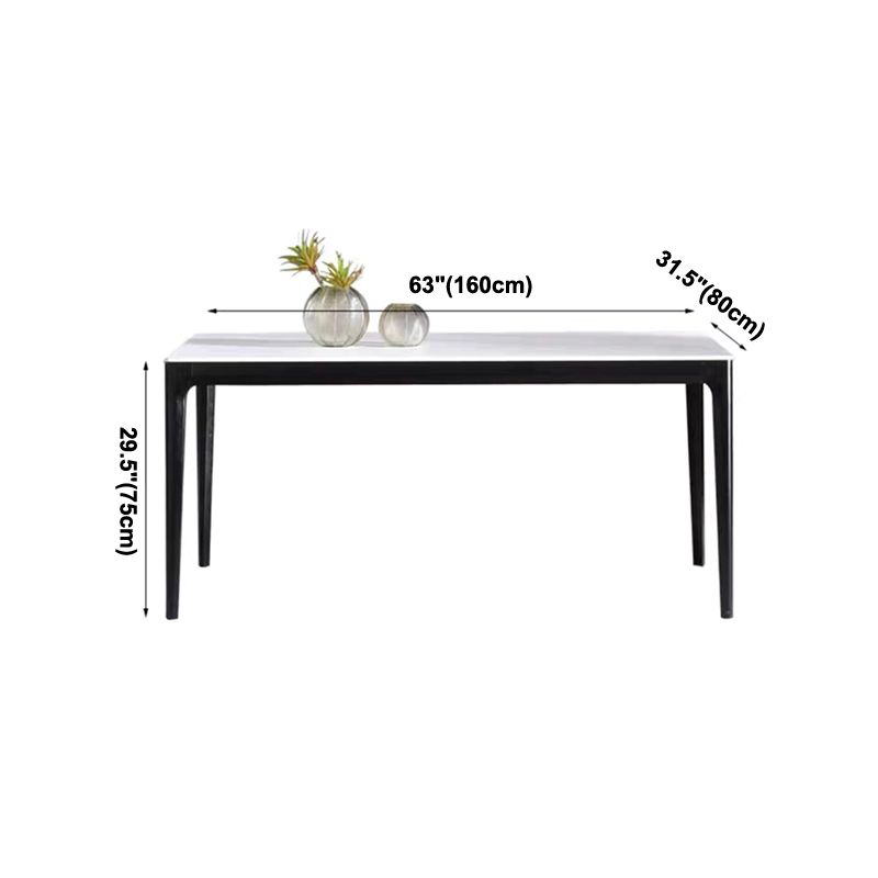 Mesa de comedor de mediados de siglo de rectángulo Tono blanco con piedra sinterizada