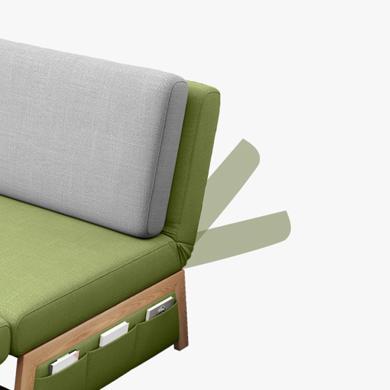 Cushions Armless Convertible Sofa Bed Cotton Blend Seating in Green and Gray