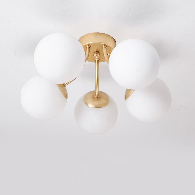 Nordic Modern Minimalist Glass Flush Mount Lamp with Glass Shade for Living Room