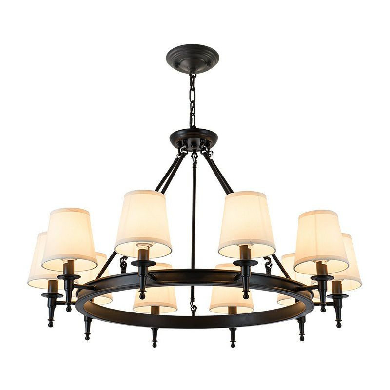 Tapered Ceiling Suspension Lamp Simplicity Fabric Chandelier Lighting for Living Room