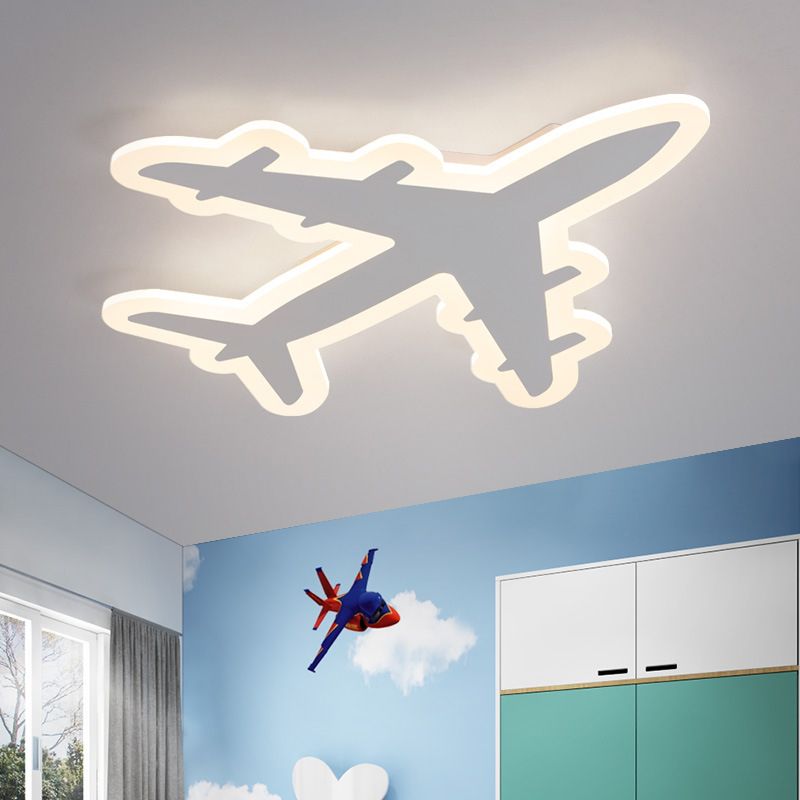 Kids Aircraft Flush Mount Ceiling Light Acrylic Childrens Bedroom LED Flushmount Lighting in Warm/White Light, 12"/19.5"/23.5" Wide