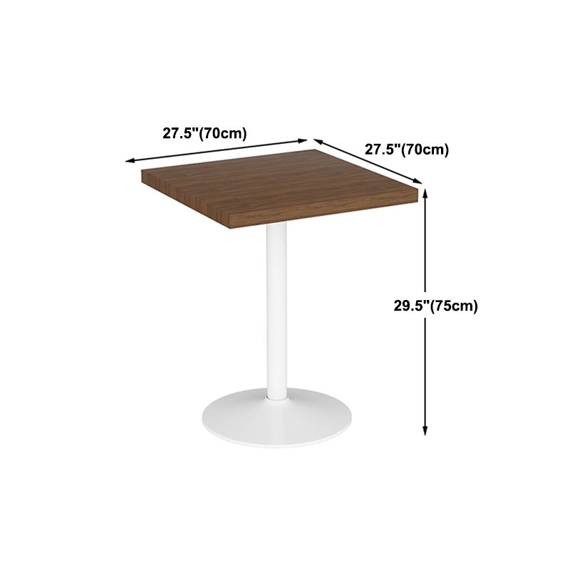 Mesa de comedor marrón de madera maciza, mesa de cocina industrial con base de pedestal de metal