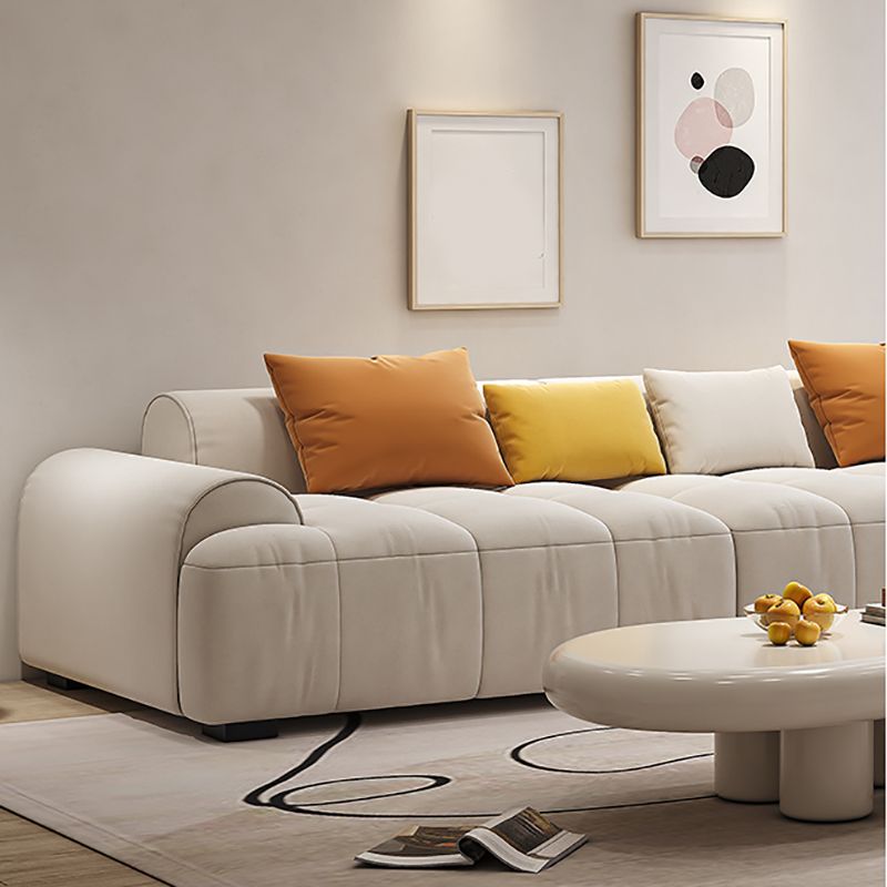 Scandinavian Fabric Stationary Sofa Recessed Arm Sofa with Pillows