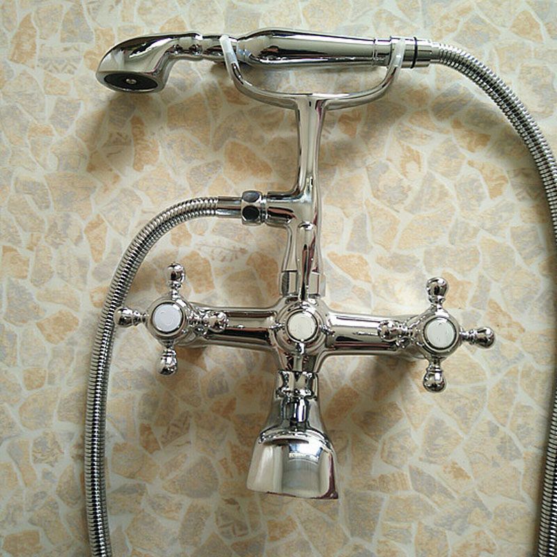 Classic Freestanding Tub Filler with Hand Shower Floor Mounted Faucet