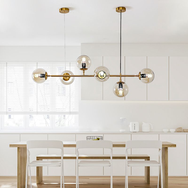 Contemporary Globe Pendant Lights Glass 6 Light Pendant Lighting