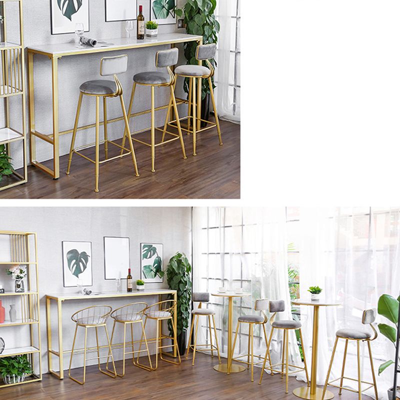 Faux Marble Bar Height Table Modern Style Bistro Table with Gold Base