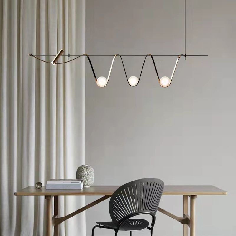 Modern Style Wave Shape Island Pendants Metal Pendant Lights for Dining Room