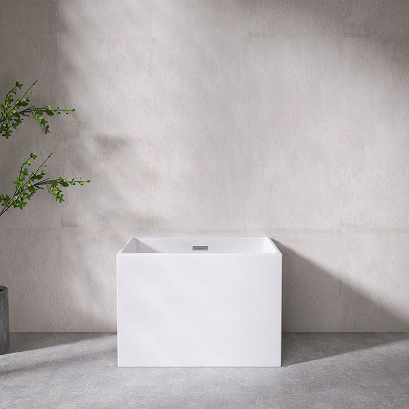 Modern Style Freestanding Bath Tub Rectangular Acrylic Soaking Bathtub in White