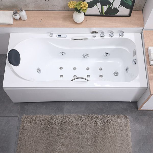 Modern Acrylic Rectangular Bathroom Bathtub with Drain White Tub