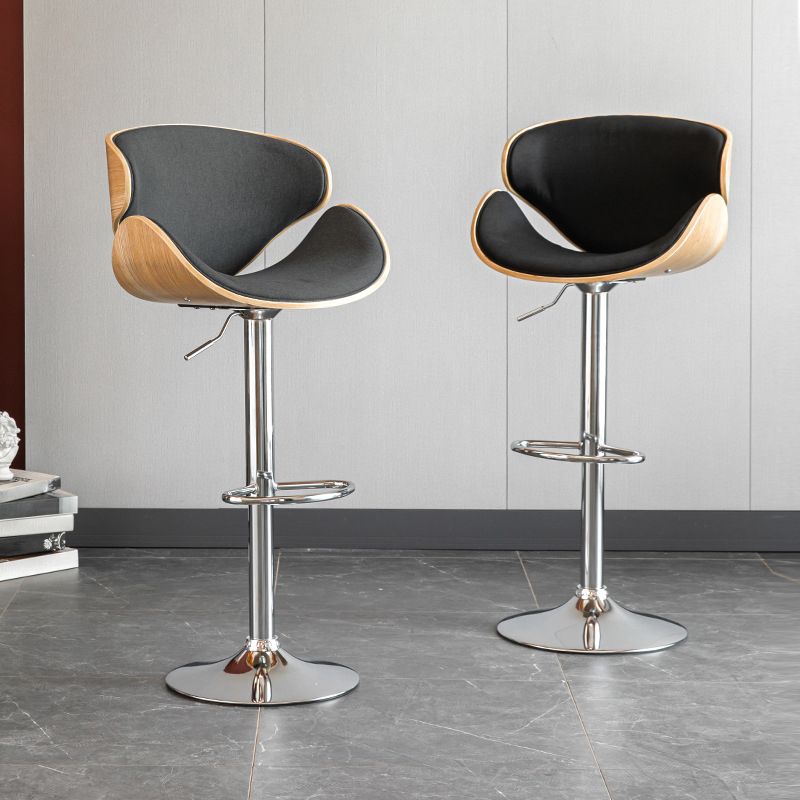 Wood Adjustable Bar & Counter Stool Armed Footrest Indoor Contemporary Bar Stool