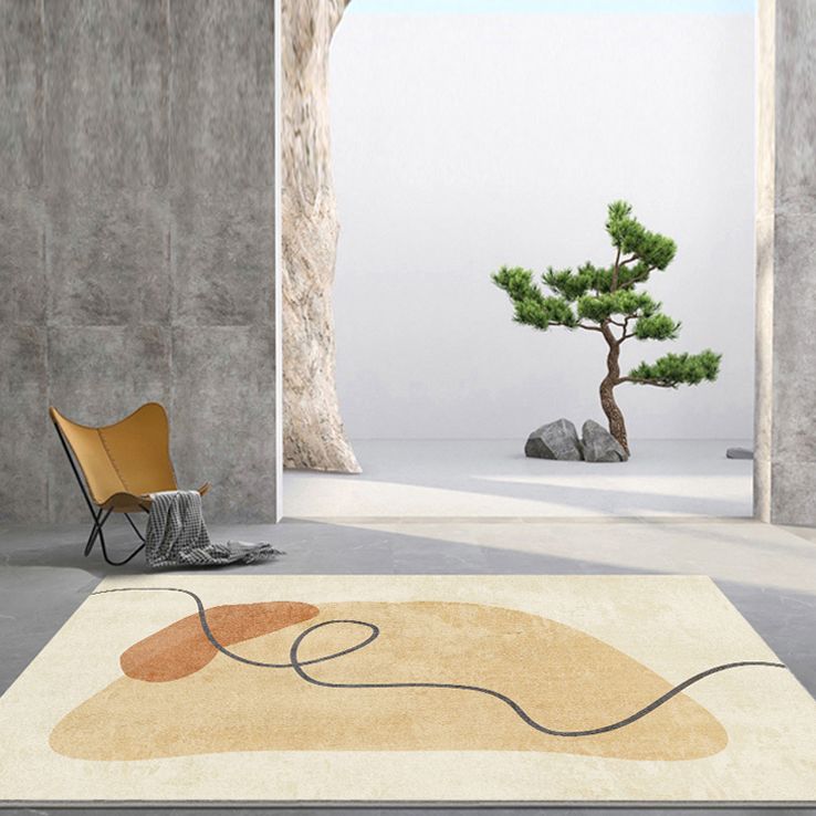Orange Casual Rug Polyester Abstract Area Rug Non-Split Carpet for Living Room