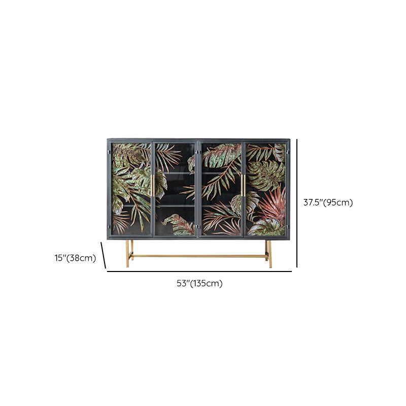 Iron 2/4 - Door Accent Cabinet Industrial Accent Cabinet with Wood Accents
