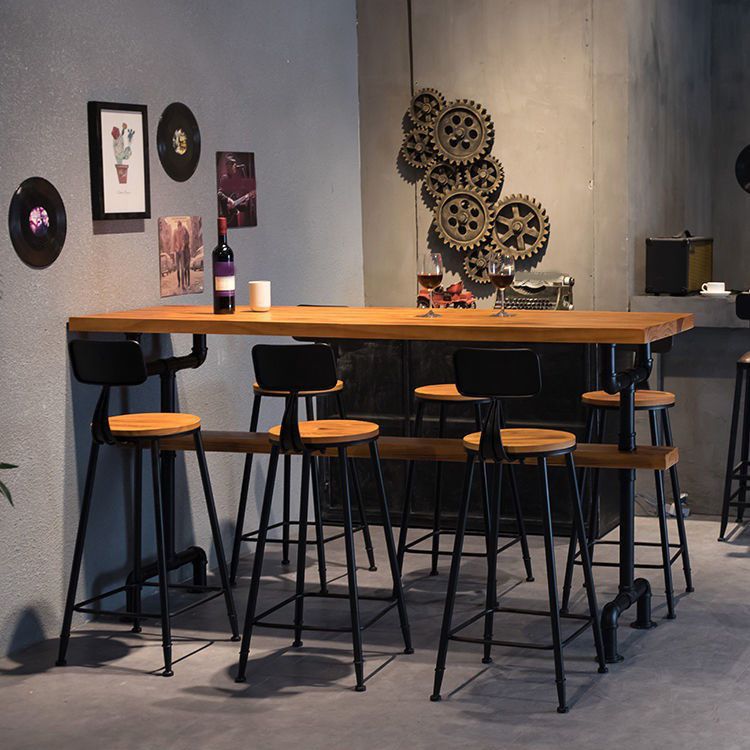 Industrial 1/2/7 Pieces Bar Table Set Rectangle Pine Wood Counter Table with High Stools