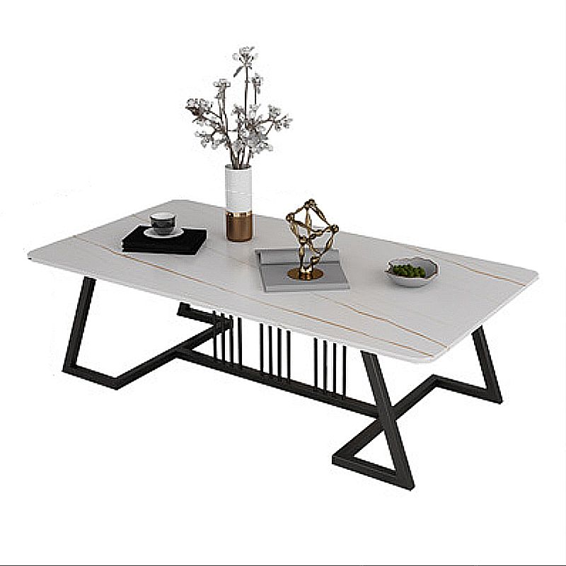 Rectangular Slate 1 Single Coffee Table 17.7-In High Frame Cocktail Table