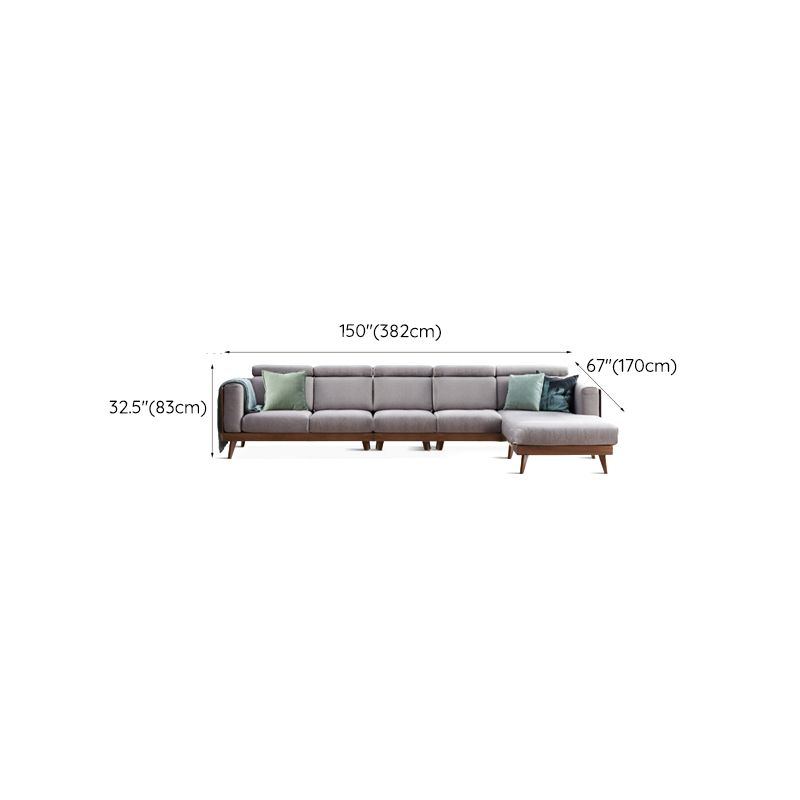 Farmhouse Square Arm Fabric Solid Wood Sofa in Brown for Living Room