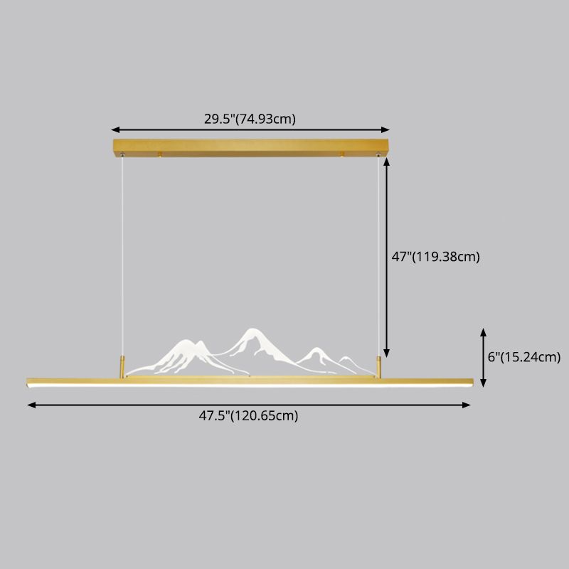 Chinese Modern Aluminum Chandelier Lamp Linear LED Island Pendant for Tea Room