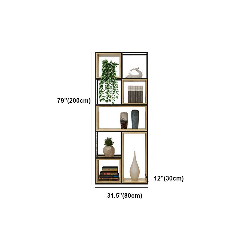 Metal and Wood Book Shelf Etagere Modern Open Shelf Bookcase for Bedroom