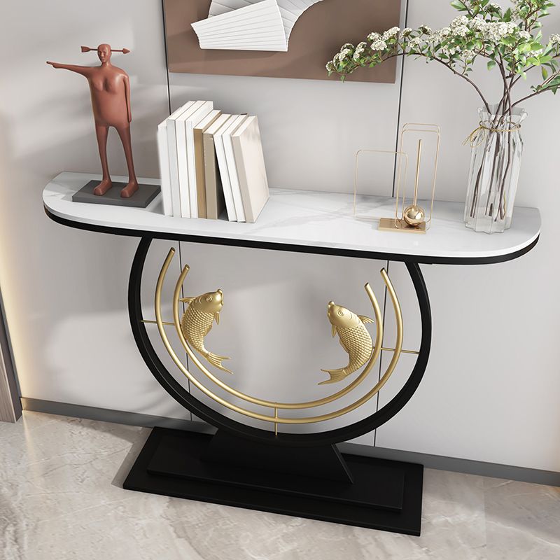 Contemporary Stone Console Table Stain Resistant Console Sofa Table for Hall