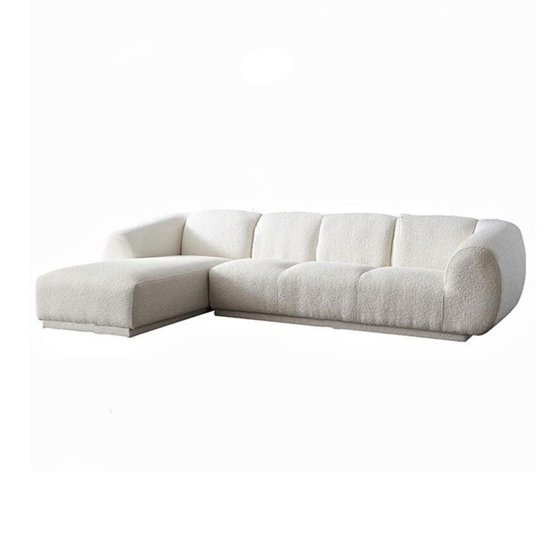 Minimalist Wool Sofa with Chaise in White 29.1" H Fabric Sofa