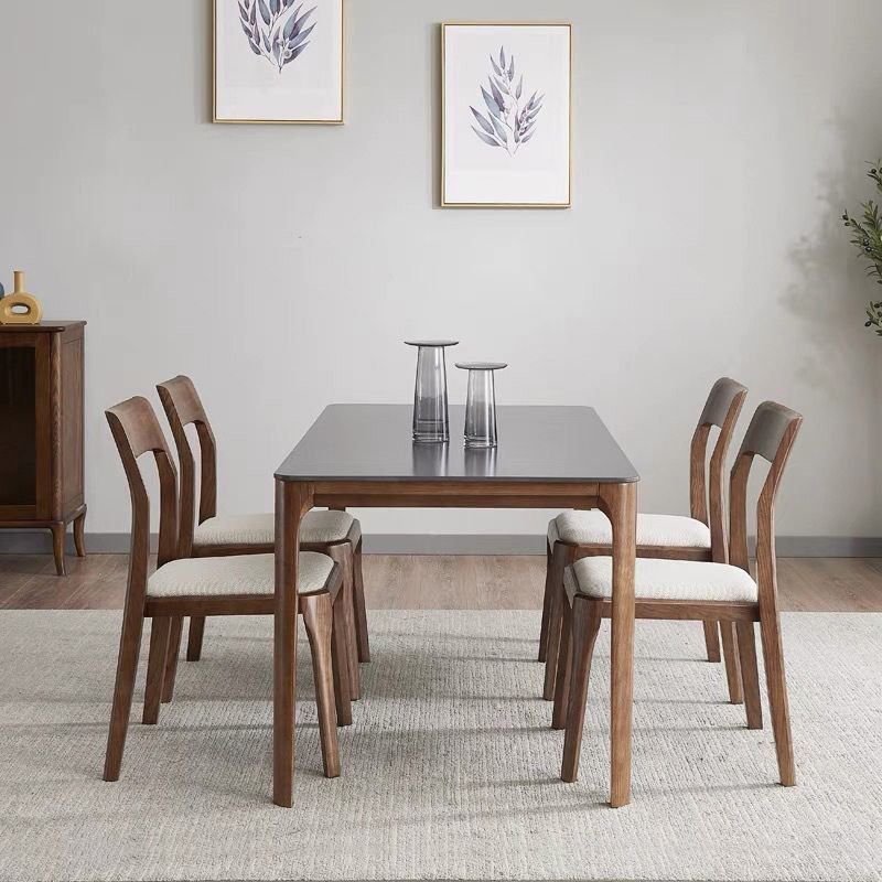 Modern Solid Wood Side Chair Open Back Dining Side Chair with Solid Wood Legs