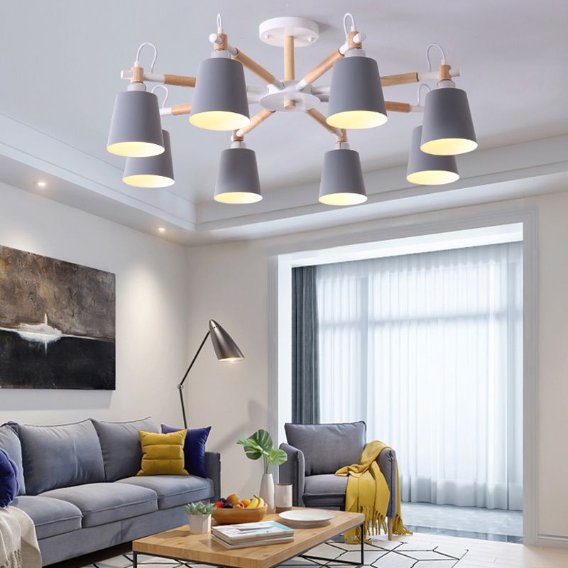 Minimalist Macaron Hanging Light Metal Hanging Chandelier for Sitting Room