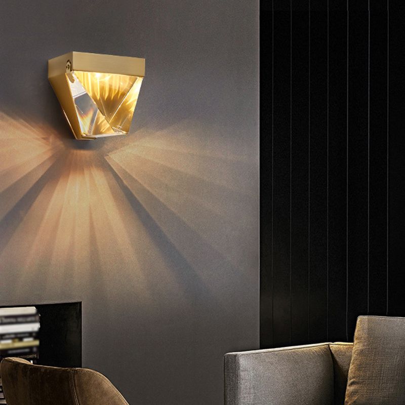 1-Light Geometric Sconce Light Fixture Modern Crystal Wall Lights