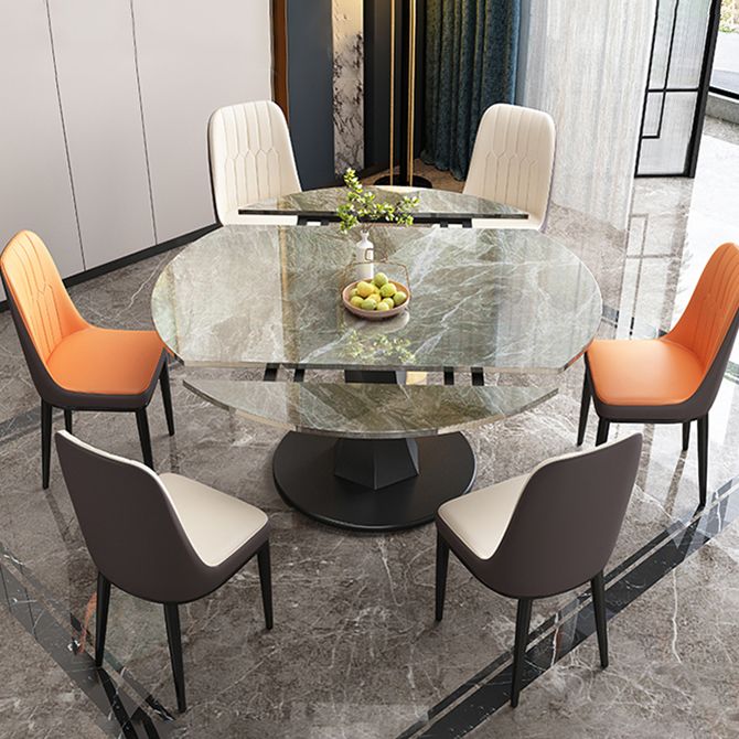 Eenvoud Ronde Eetkamertafel Gesinterde stenen tafel met zwarte voetstuk