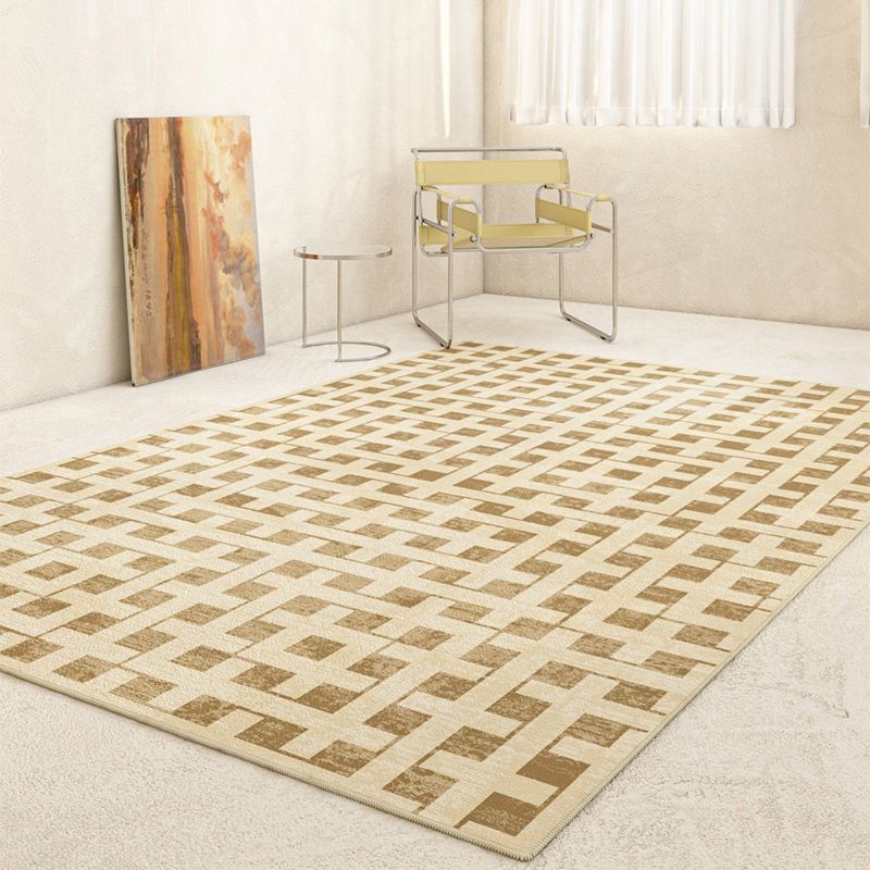 Brown Modern Carpet Geometric Pattern Polyester Area Carpet Anti-Slip Area Rug for Home Decor