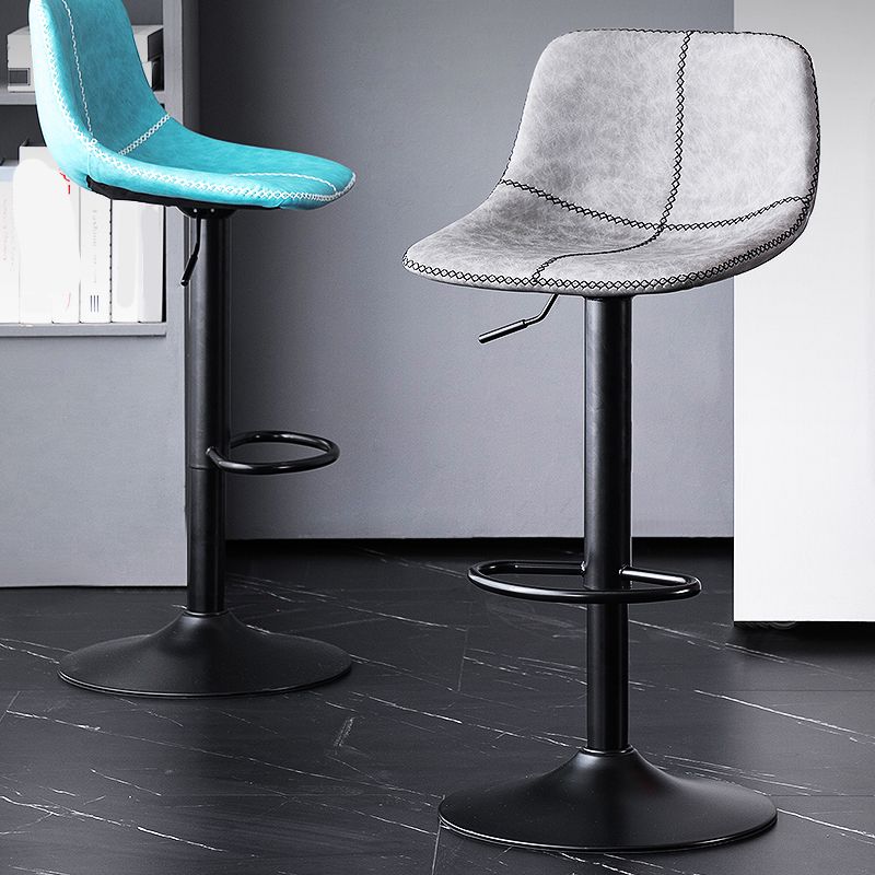 Home Modern Adjustable Height Stool Matte Finish Leather Barstool