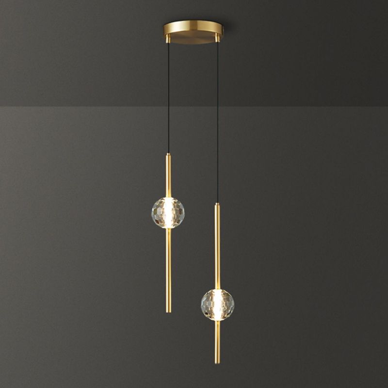 Contemporary Hanging Ceiling Light Linear Crystal Linear Pendant Light for Bedroom