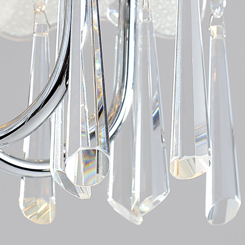5 Bulbs Flower Hanging Chandelier Light Modern Glass Ceiling Light Fixture with K9 Crystal in Chrome