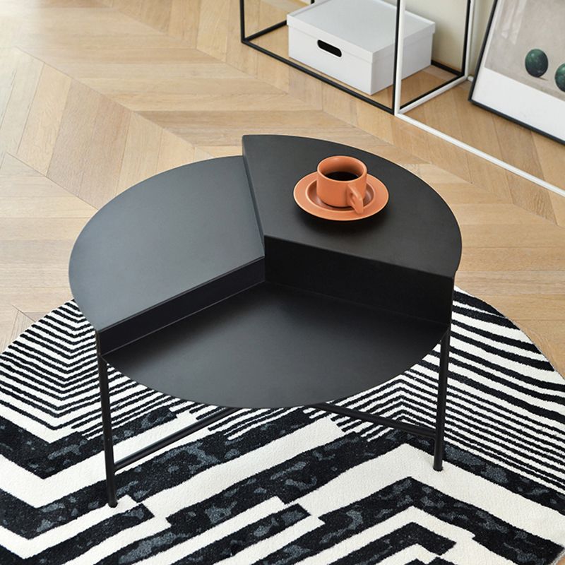 Geometric Metal Coffee Table Dia 27.6" 3 Legs Cocktail Table