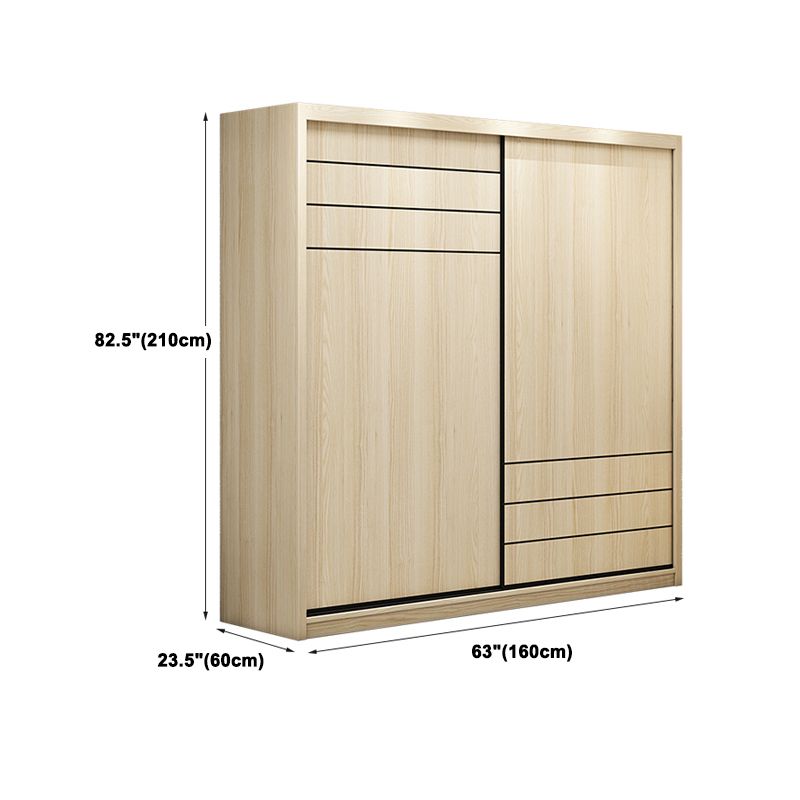 Natural Contemporary Style Wardrobe Armoire Engineered Wood Wardrobe Cabinet for Home