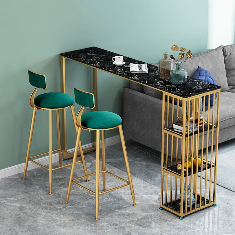 1/3 Pieces Luxurious Rectangular Bar Table Set Artificial Marble Top Pub Table Set