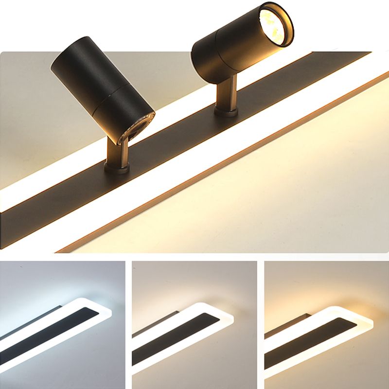 Rectangular Acrylic Strip LED Semi Flush Mount in Modern Concise Style Metal Ceiling Light for Commercial Place