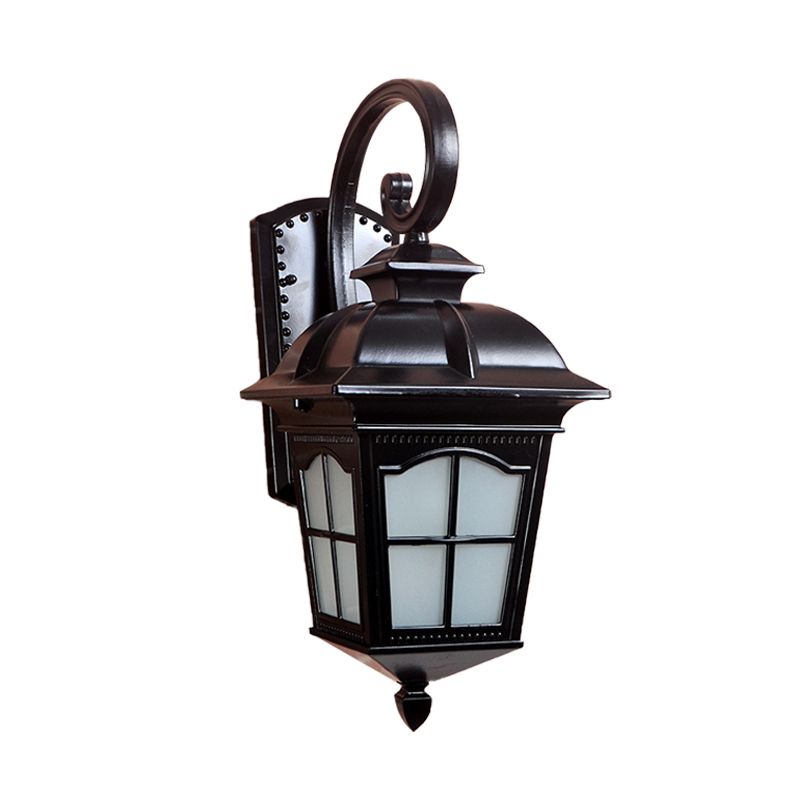1-Light Twisted Arm Sconce Farmhouse Black/Gold Aluminum Wall Mounted Light for Courtyard