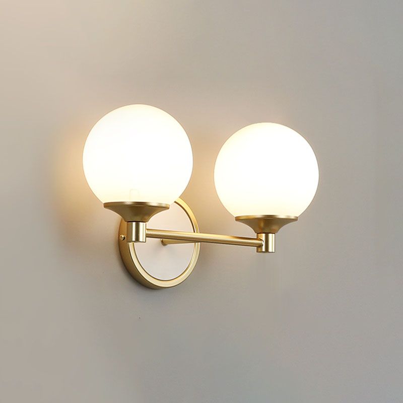 White Sphere Wall Light Sconce Modern Glass Wall Mount Light Fixture for Bedroom